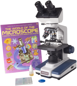 Omano OM118-B4L LED Compound Student Microscope 40X-1000X Gift Package