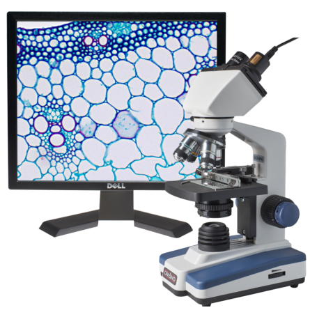 Omano OM118-B4L LED Compound Student Microscope 40X-1000X with 1.3MP Digital Camera