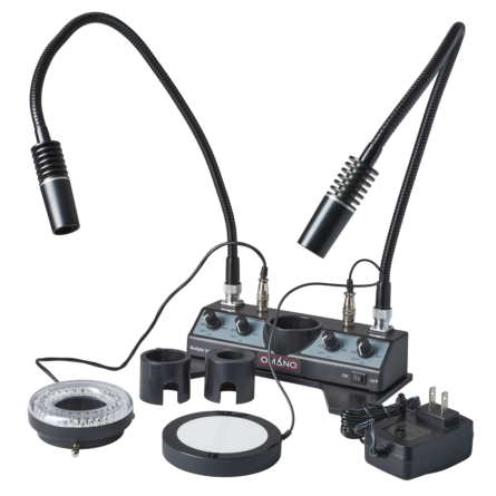 Omano OMLED-DPRL LED Illuminator with Dual Pipes, Ring and Stage Lights