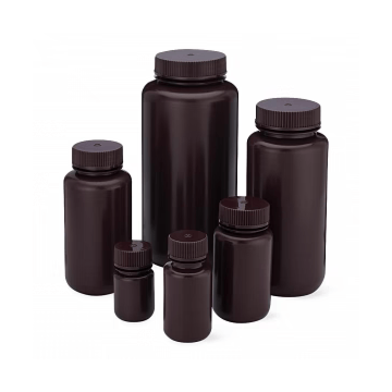 Diamond RealSeal Wide Mouth Amber HDPE Bottles – Multiple Sizes (60mL–1000mL), Leak-Resistant, Case Pack