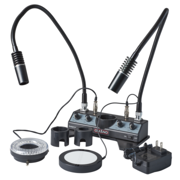 Omano OMLED-DPRL LED Illuminator with Dual Pipes, Ring and Stage Lights