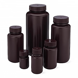 Diamond RealSeal Wide Mouth Amber HDPE Bottles – Multiple Sizes (60mL–1000mL), Leak-Resistant, Case Pack