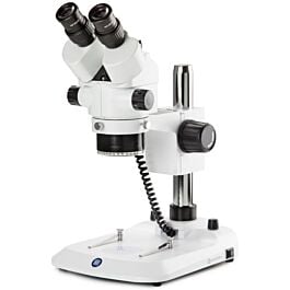 Euromex SB.3903-P Trinocular Stereo Zoom Microscope: 0.7x-4.5x Objective, Pillar Stand & Dual LED