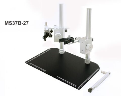 MS37B-27 Table Top Rigid Stand with Dual Poles, Holsters and Boom Arms 