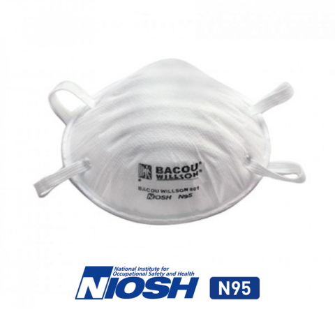 Bacou Willson 801 Self-Inhalation Filter Type Particles Respirator (N95 Mask - NIOSH approved), pkg-30