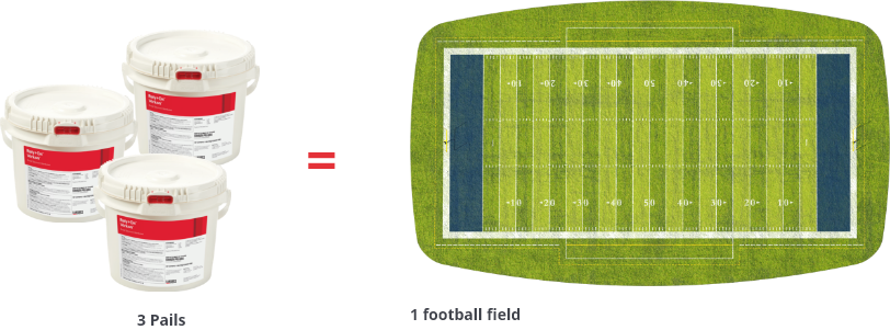 3 Pails of Virkon is equal to 1 football field